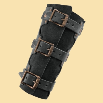 Preview: Armschützer - Leder mit Nieten - Paar - schwarz